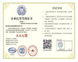 企業(yè)信用等級(jí)證書